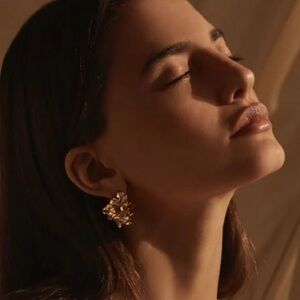 Amber Sceats Reese Stud Earrings | New w/ Dust Bag | 24k Gold Designer Earrings